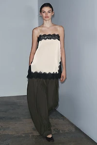 SATIN EFFECT LACE TOP ZW COLLECTION