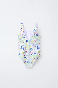 6-14 YEARS/ BEACH PRINT SWIMSUIT