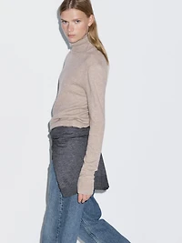 Wool blend knit sweater with high neck