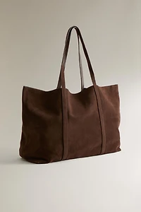 SUEDE LEATHER TOTE BAG