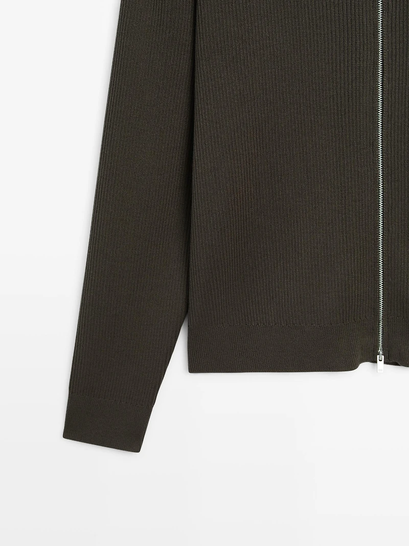 100% cotton zip cardigan