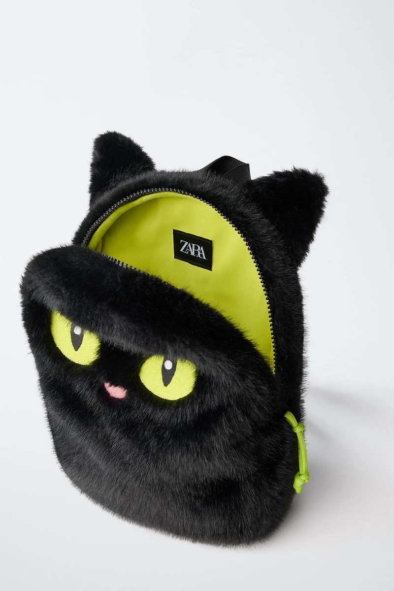 HALLOWEEN FAUX FUR CAT BACKPACK
