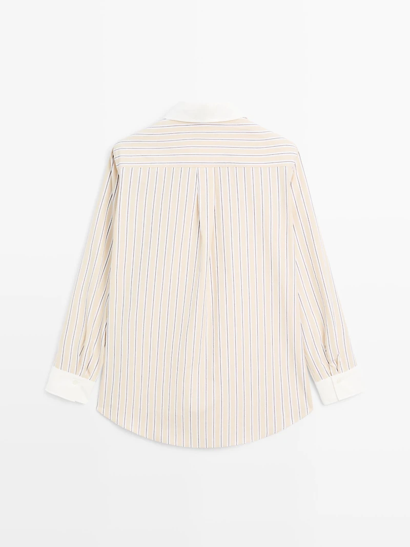 Striped shirt with contrast detail