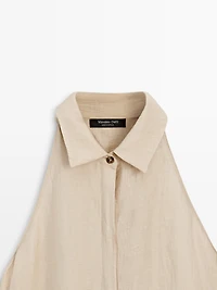 Robe midi col polo en lin