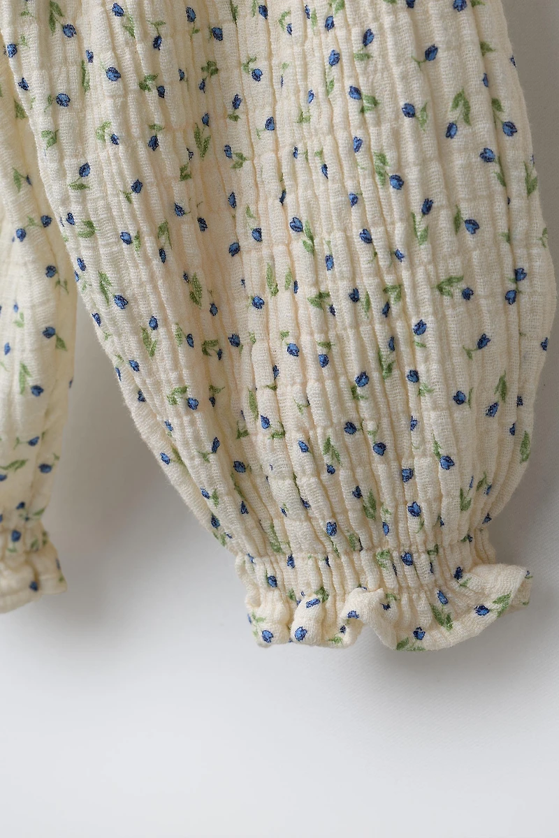 FLORAL TEXTURED BAGGY PANTS