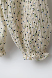 FLORAL TEXTURED BAGGY PANTS
