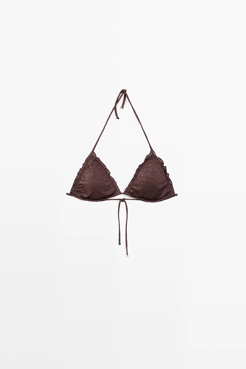 Shimmery ruffled bikini top