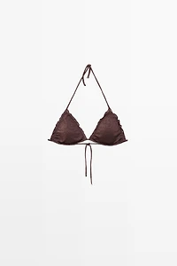 Shimmery ruffled bikini top