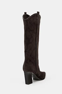 SPLIT LEATHER HEELED BOOTS