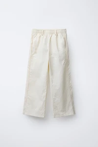 CONTRAST NYLON STRAIGHT LEG PANTS