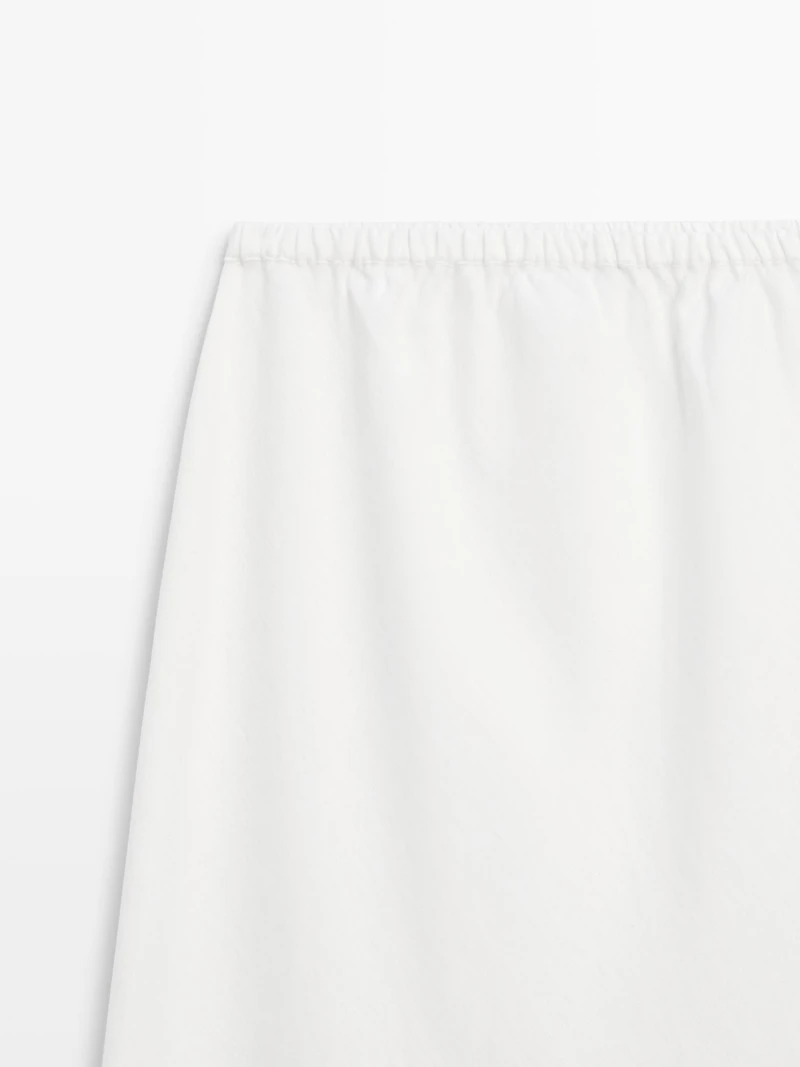 100% linen midi skirt with elasticated waistband