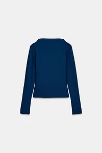 CREPE MOCK NECK T-SHIRT