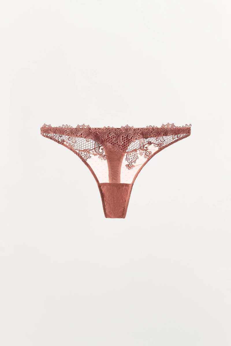 EMBROIDERED THONG