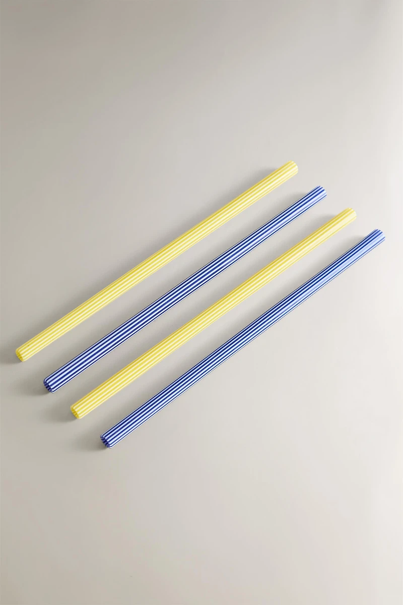 SET OF STRIPED BOROSILICATE GLASS STRAWS (SET OF 4)