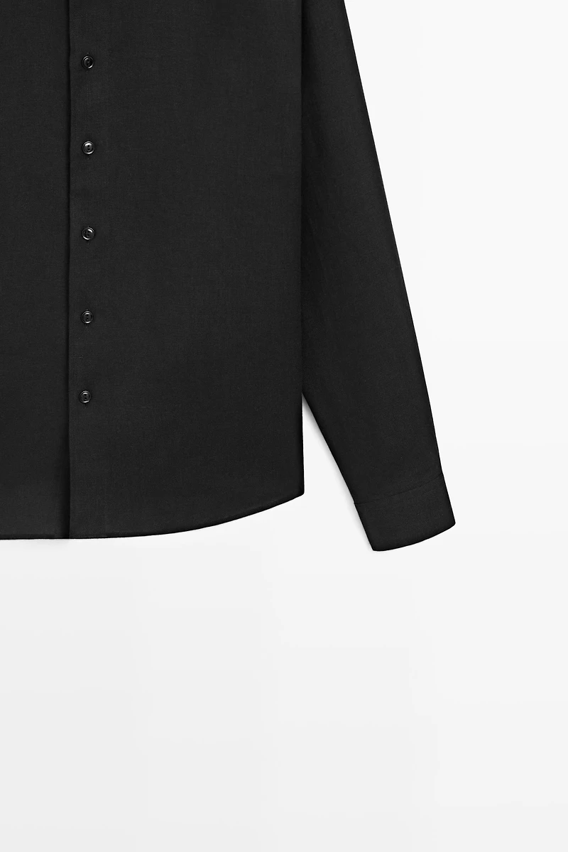 100% linen stand collar shirt