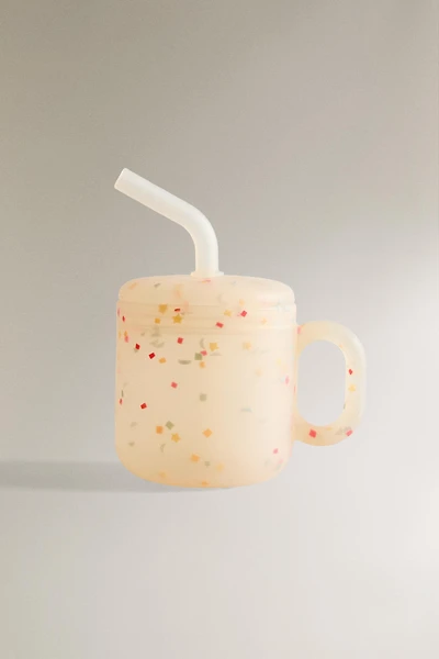 VERRE AVEC PAILLE ENFANT SILICONE CONFETTIS