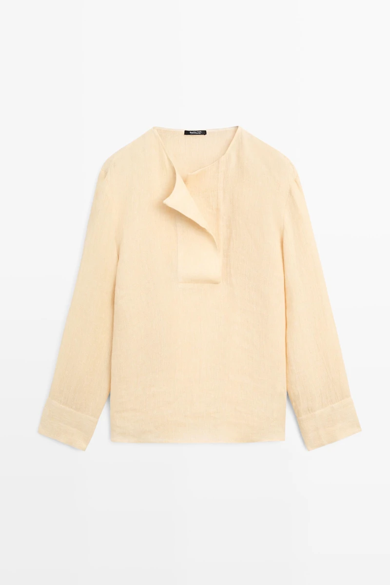 Flowing linen blouse with chest detail