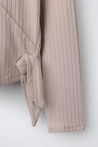 BALLET RIBBED WRAP TOP