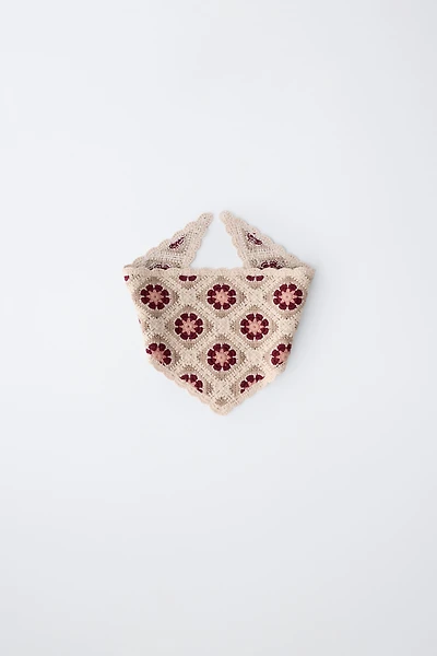 CROCHET FLOWER KNIT BANDANA