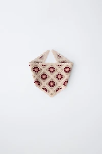 CROCHET FLOWER KNIT BANDANA