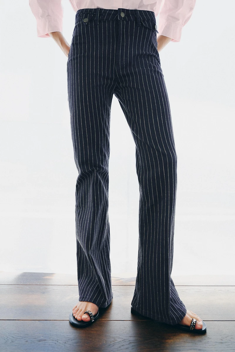 ZW COLLECTION HIGH-WAIST STRIPED FLARE JEANS