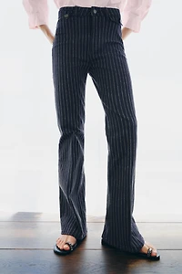 ZW COLLECTION HIGH-WAIST STRIPED FLARE JEANS
