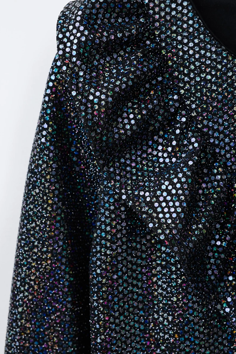 SHIMMER RUFFLED DRESS