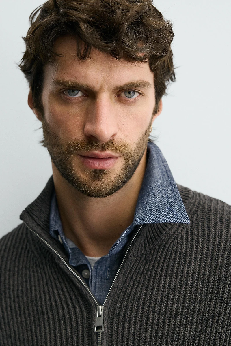 TWISTED YARN ZIP-UP JACKET