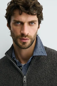 TWISTED YARN ZIP-UP JACKET