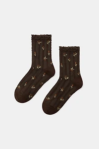 FLORAL PRINT LACE SOCKS