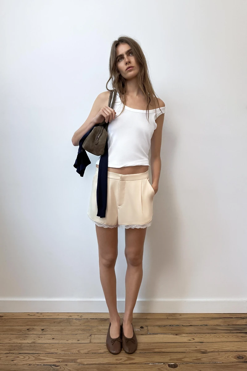 SATIN LACE SHORTS