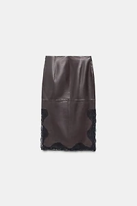 100% LEATHER LACE SKIRT ZW COLLECTION LIMITED EDITION