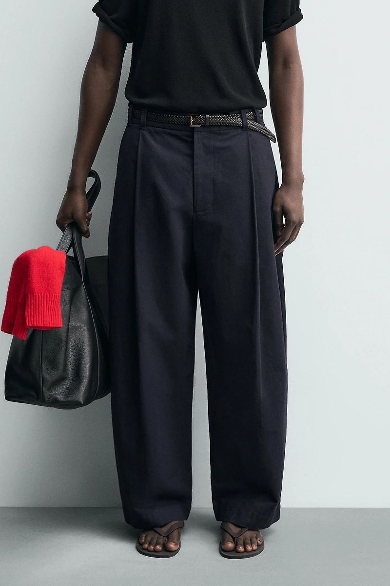 PANTALON STRUCTURÉ EN COTON ET LIN