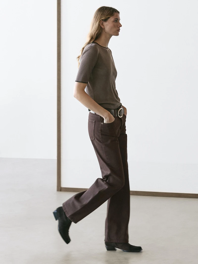 Wool blend T-shirt with contrast detail