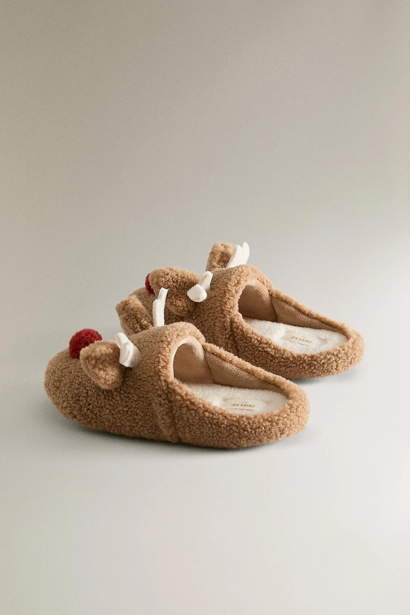 CHILDREN'S REINDEER MULE SLIPPERS