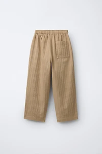 STRAIGHT TEXTURED PLEATED PANTS