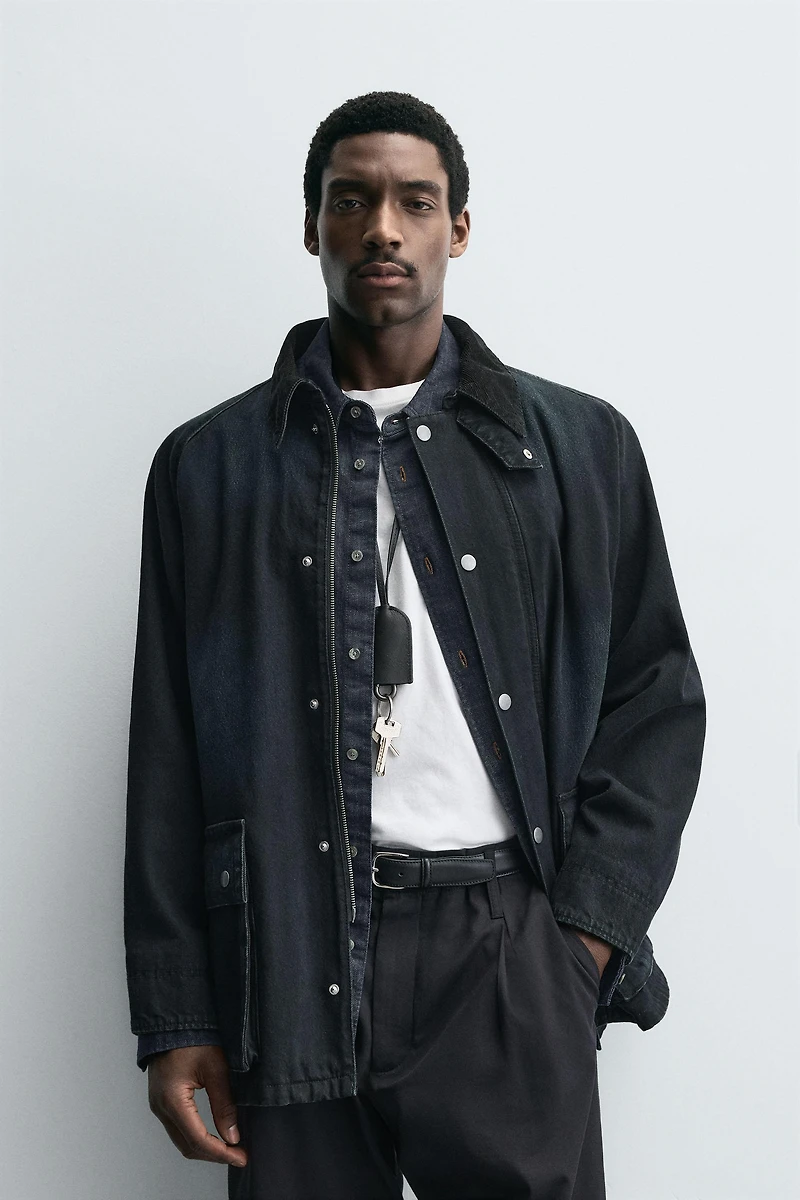 CONTRASTING COLLAR DENIM JACKET