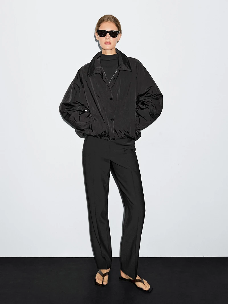 High neck bomber puff jacket