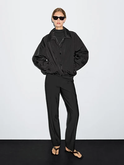 High neck bomber puff jacket
