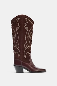 BOTTES COW-BOY EN CUIR BRODÉES