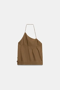 LINEN HALTER TOP WITH BEADS