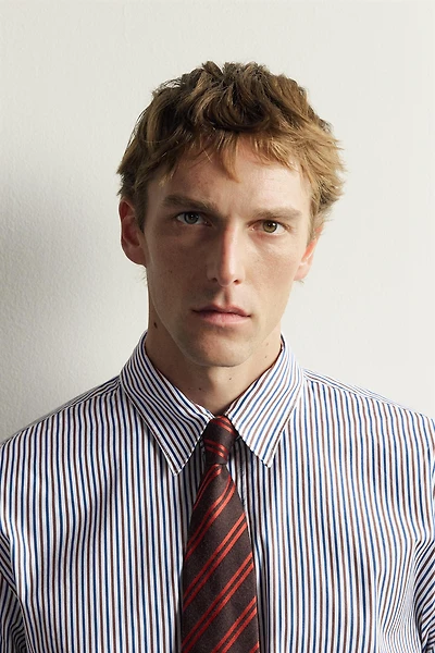 AARON LEVINE X ZARA WOOL-SILK STRIPED TIE