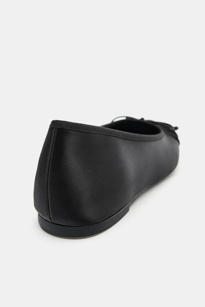 SATIN BOW BALLET FLATS
