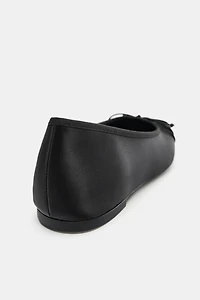 SATIN BOW BALLET FLATS