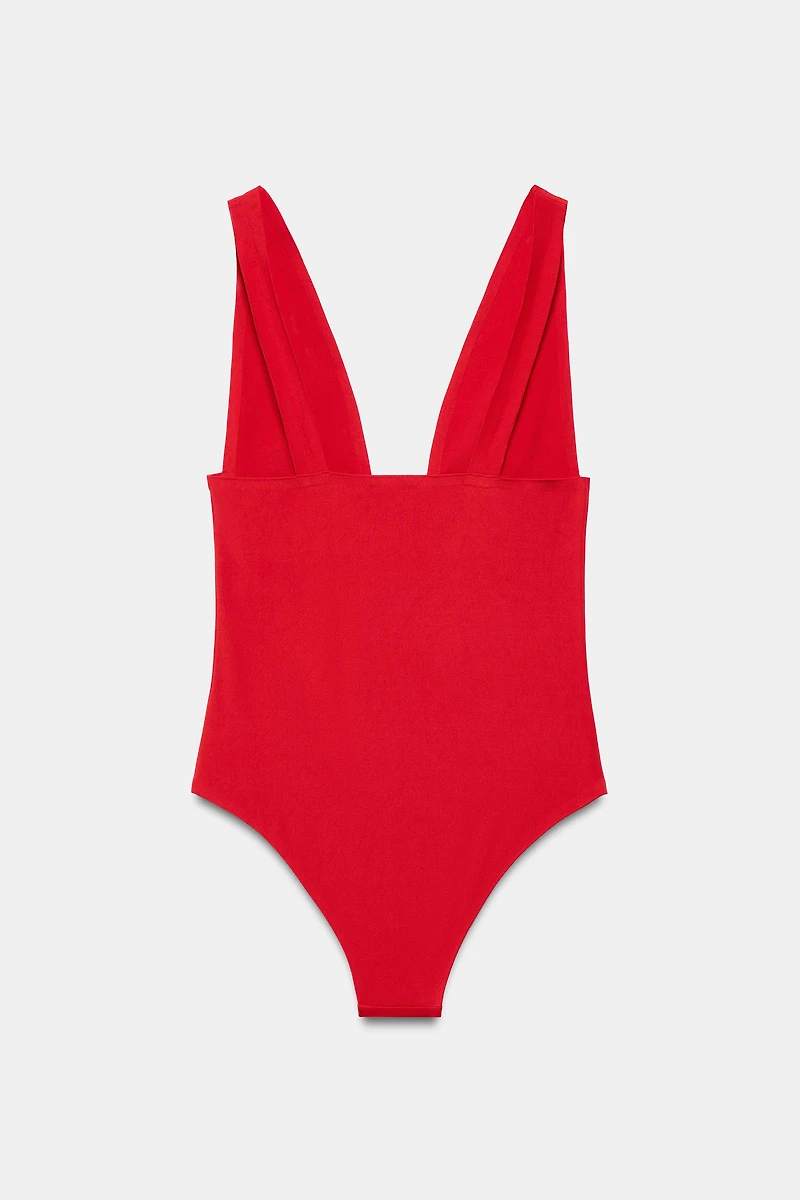 SOLID PLUNGE SWIMSUIT