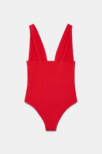 SOLID PLUNGE SWIMSUIT