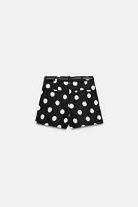POLKA DOT BELTED PLEATED SHORTS