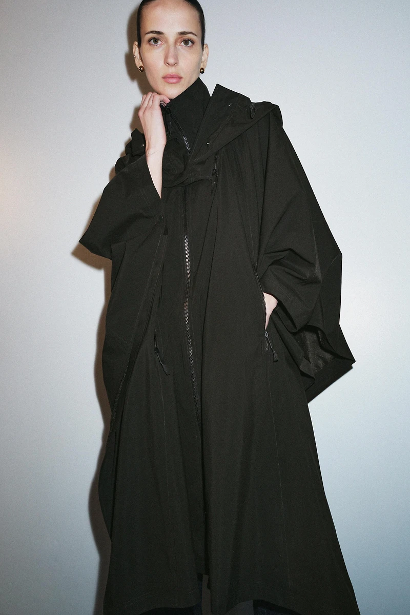 WATER REPELLENT CAPE TRENCH COAT ZW COLLECTION LIMITED EDITION