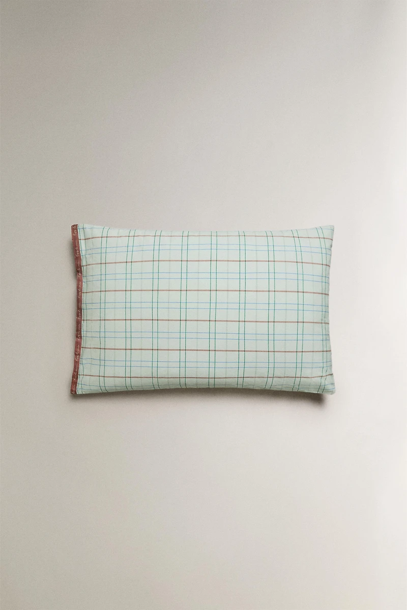 TAIE D’OREILLER ENFANT CARREAUX VERT