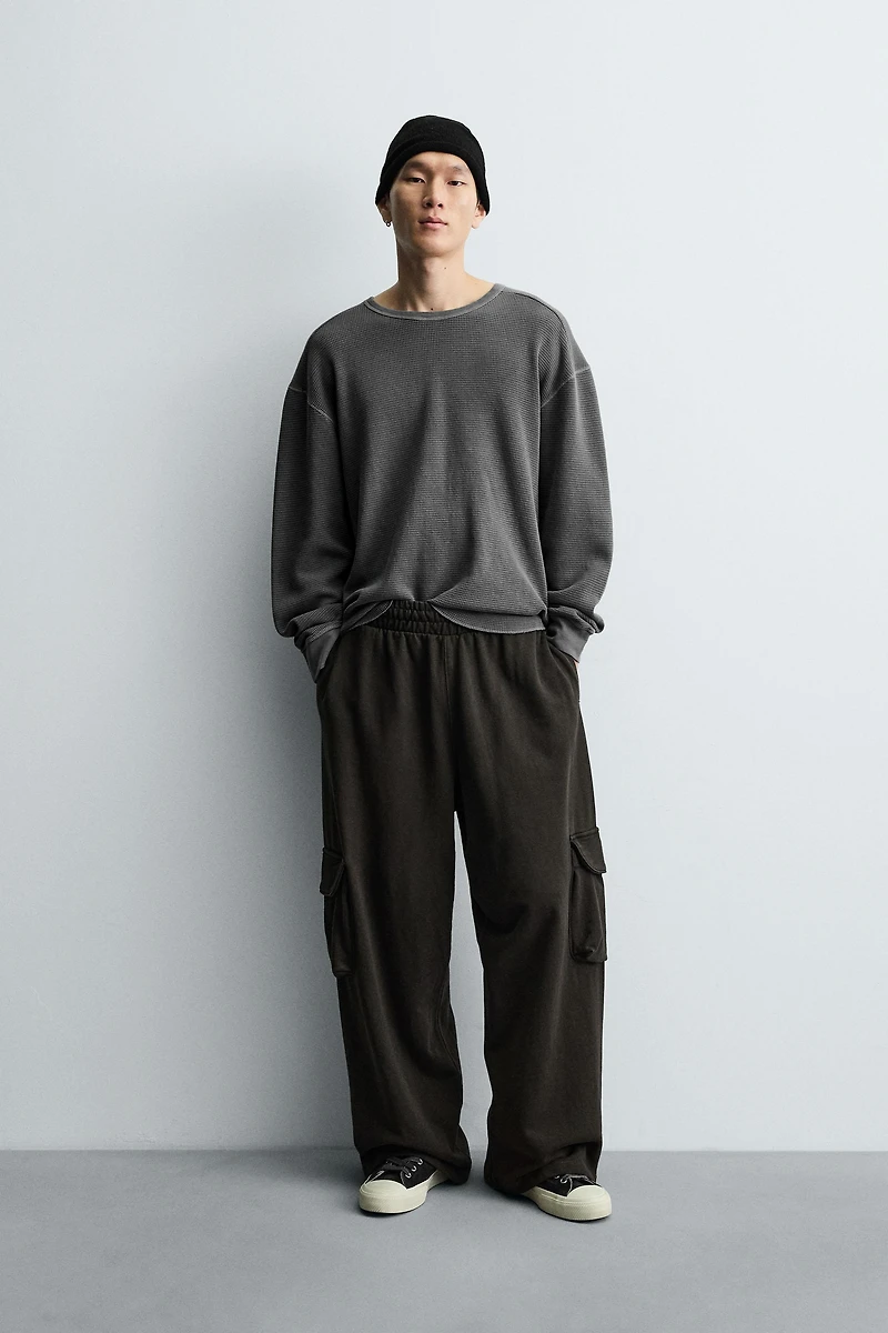 WASHED WAFFLE KNIT T-SHIRT